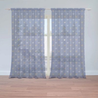 Záclony Srdíčka na modré: 2 ks - 150x250 cm - Sablio – Hledejceny.cz