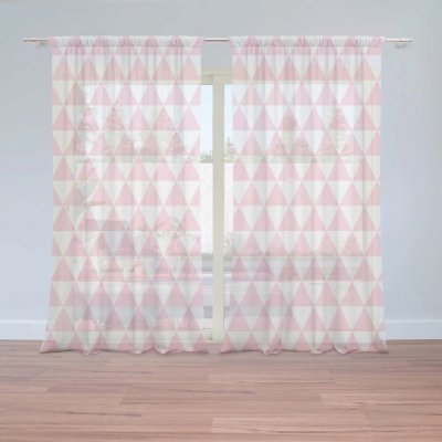 Záclony Růžové a bílé trojúhelníky: 2 ks - 150x250 cm - Sablio – Hledejceny.cz