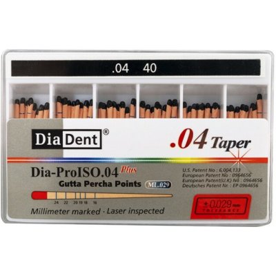 DiaDent Gutaperčové Čepy Dia-Pro ML.029 04Taper ISO40 60 ks – Hledejceny.cz