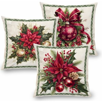 decoDoma decoDoma ORIGINAL COLLECTION Sada 3 ks povlaků na polštářky CHRISTMAS STAR 45 x 45 cm – Hledejceny.cz