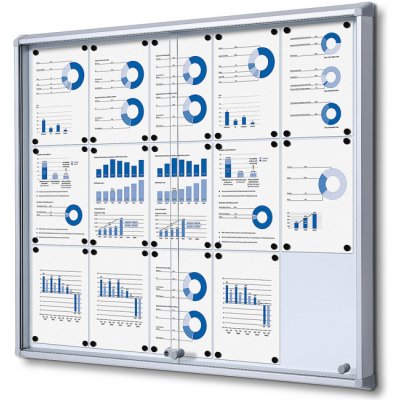 Jansen Display Interiérová vitrína 15xA4, posuvné dveře, metalová záda, 1160 x 982 mm – Zboží Živě