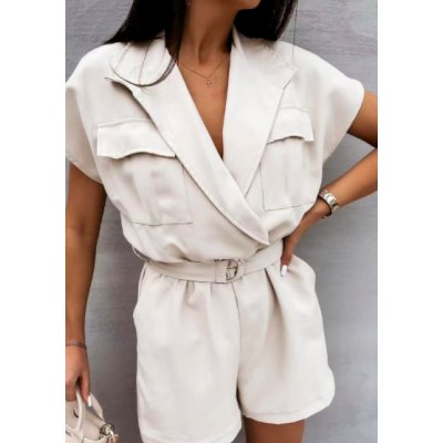 Dámský lehký bílý kraťasový overal s páskem Breeze bílý – Zboží Dáma