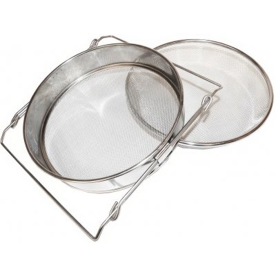 Cedník (síto) dvojitý, rovný, nerezový 24 cm s úchyty – Zboží Dáma