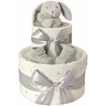 Brumlík dvoupatrový plenkový dort Zajíček bílošedý – Zboží Dáma Brumlík dvoupatrový plenkový dort Zajíček bílošedý – Zboží Dáma