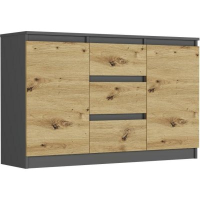 Framire Komoda antracit mix artisan 120 x 76 x 33 cm R-120-S3 – Zboží Mobilmania