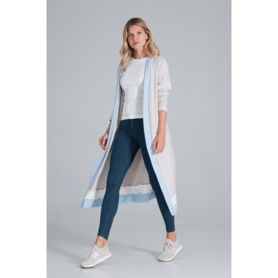 kardigan S BÍLÝM PRUHEM A MODRÝM LEMOVÁNÍM M845 BEIGE LIGHT BLUE WHITE – Hledejceny.cz