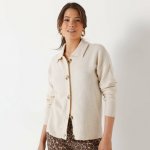 Propínací svetr s límečkem z recyklovaného polyesteru béžový melír – Sleviste.cz