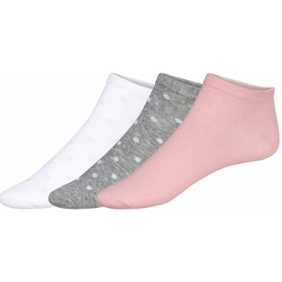 Esmara dámské nízké ponožky s BIO bavlnou 3 páry bílá/růžová/šedá – Zboží Dáma