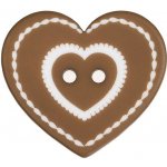 Knoflíky Žirovnice Srdce perníkové, 3,5 × 3 cm - 3 ks, světle hnědé – Zboží Dáma