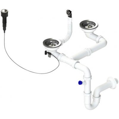 Dvousifon 3 1/2" pro granit. dřezy s extra úsporou místa a s exc. ovladačem (clic-clac) – Sleviste.cz