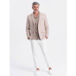 Ombre Men's REGULAR cut jacket with linen light beige krémová – Zboží Dáma