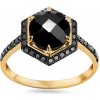 Prsteny iZlato Forever Exkluzivní prsten s černými brilianty a achátem IZBR883
