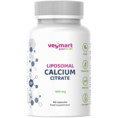 Vegmart Vegmart Lipozomální vápník Citrát vápenatý 500 mg, 60 kapslí – Hledejceny.cz