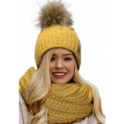 Fashionweek Zimní dámský set čepice + komín WOOL-INES Hořčičný – Hledejceny.cz
