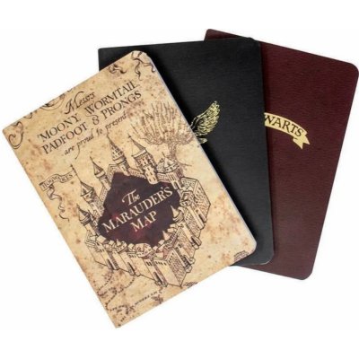 CurePink Set 3 poznámkových bloků A6 Harry Potter Ikony & Mapy 10,5 x 14,8 cm SLHP472 – Hledejceny.cz