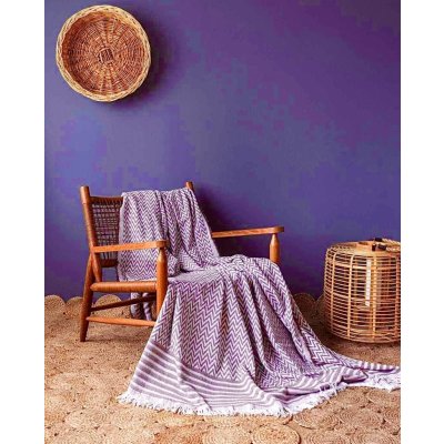 TiaHome Tkaná bavlna deka Exclusive Lara fialová 150x200 – Hledejceny.cz