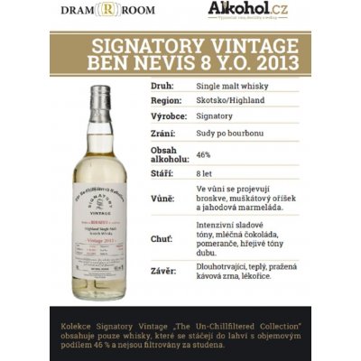 Signatory Vintage Ben Nevis 2013 8y 46% 0,04 l (holá láhev)