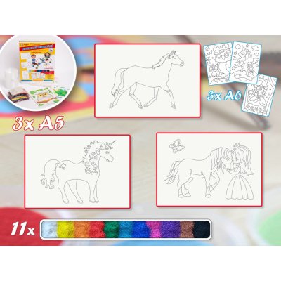 Radost v písku Základní sada KONÍCI Barevné pískování obrázků – Zboží Mobilmania