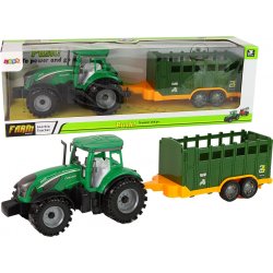 LEANToys Farmářský traktor s přívěsem zelený