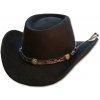 Klobouk Stars and Stripes Westernový klobouk s koženým řemínkem Gambler černý