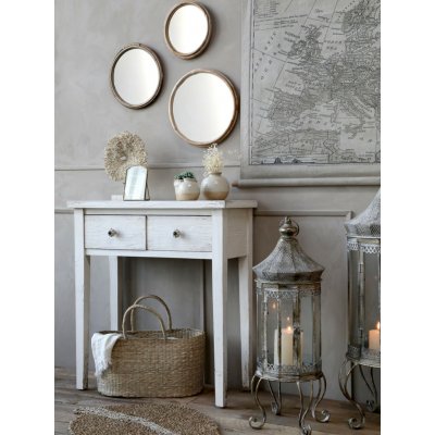 Hnědé antik kulaté nástěnné zrcadlo s bambusovým rámem Bamboo - Ø 24*2 cm - Chic Antique – Hledejceny.cz