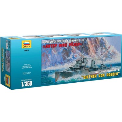 Zvezda Model Kit loď 9043 German Destroyer Z 17 Diether von Roeder 1:350