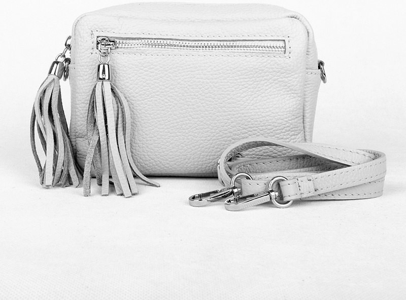 Vera Pelle malá světlešedá kožená crossbody kabelka no. 76