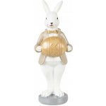 Velikonoční dekorace králík v hnědém kabátku držící vajíčko 6*6*15 cm – Hledejceny.cz