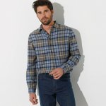 Blancheporte Extra dlouhá flanelová košile s kostkovaným vzorem khaki – Zboží Mobilmania