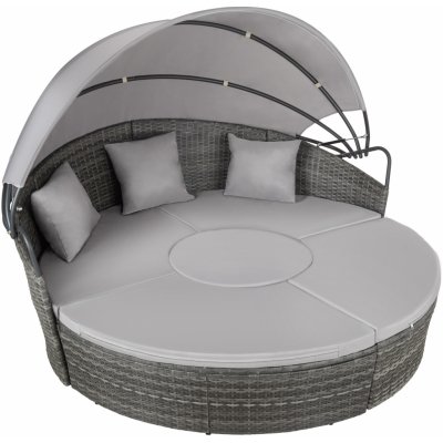 tectake 406107 ratanový ostrůvek santorin šedá – Zboží Dáma