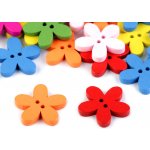 Dřevěný dekorační knoflík květ Varianta: mix barev, Balení: 10 ks – Zboží Dáma
