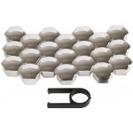 Kryty šroubů kol, 17 mm, chromové, s pinzetou, 21 ks | Zboží Auto