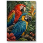 Plakát – Dva barevní papoušci v tropické zeleni Bez rámu Ne Bez rámu 21 × 30 cm – Hledejceny.cz
