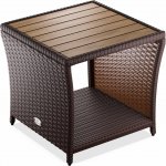 DB Garden Zahradní odkládací stolek Gerad 45 cm polyratan/akácie hnědý – Sleviste.cz