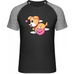 MyMate prodloužené triko MY111 Design se srdíčkem a psem Black Heather Black – Sleviste.cz