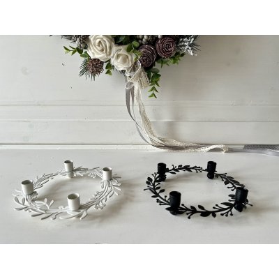 Malý adventní kovový svícen - 2 barvy Barva: Černá – Zboží Dáma