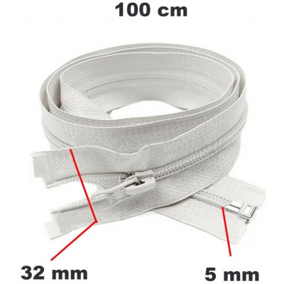 Zip spirálový Dělitelný Bílý 5 mm délka 100 cm – Hledejceny.cz