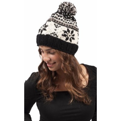 Vlněná čepice s bambulí černo-bílá – Hledejceny.cz