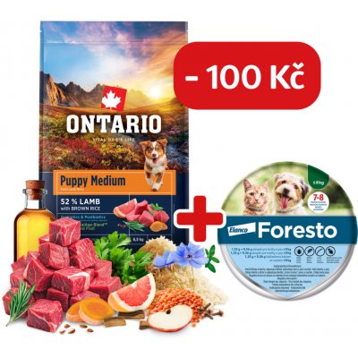 Ontario Puppy Medium Lamb & Brown Rice 6,5 kg – Hledejceny.cz
