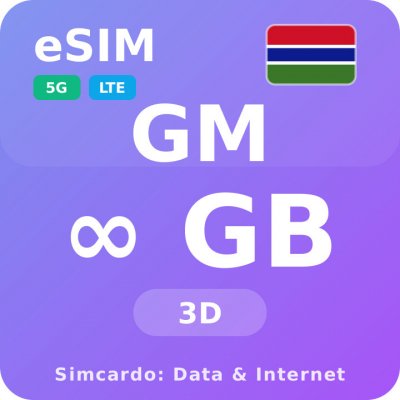Gambie Neomezený Mobilní Internet - eSIM 3 dní datová SIM karta (esims_ULP_3D_GM_V2) – Zboží Živě