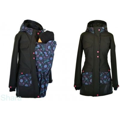 Shara softshellový kabát zimní vsadka se vzorem přední nošení černá/lapače snů – Zboží Dáma