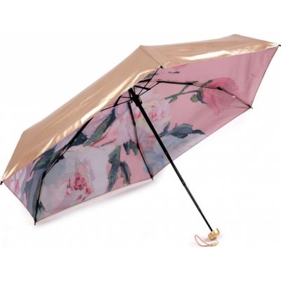 Dámský mini skládací deštník metalický uvnitř zdobený – Zboží Mobilmania