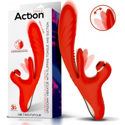 Action No. Twentyfour Up and Down Flip Flap Tongue and Suction Vibe Red