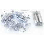 DECOLED LED světýlka na baterie perly stříbrné 1,3 m ledově bílá, 10 diod, čirý kabel IP20 interiér, 2× AA – Hledejceny.cz