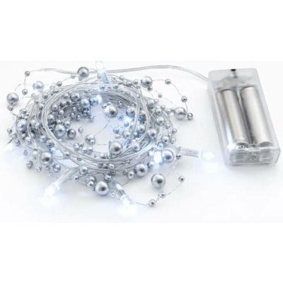 DECOLED LED světýlka na baterie perly stříbrné 1,3 m ledově bílá, 10 diod, čirý kabel IP20 interiér, 2× AA – Hledejceny.cz