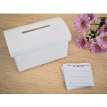 Svatba-eshop Set truhlička bílá a 50 ks kartiček Vzkaz novomanželům - zábava pro svatební hosty – Zboží Dáma
