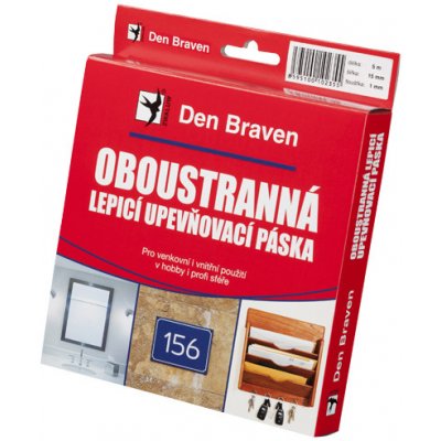 Den Braven Oboustranně lepicí upevňovací páska 25 mm × 1 mm x 5 m bílá – Zboží Mobilmania