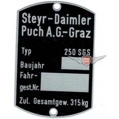 Diverse / Import Prázdný výrobní štítek 60x40 mm pro Puch 250 SGS MG00083286 – Hledejceny.cz