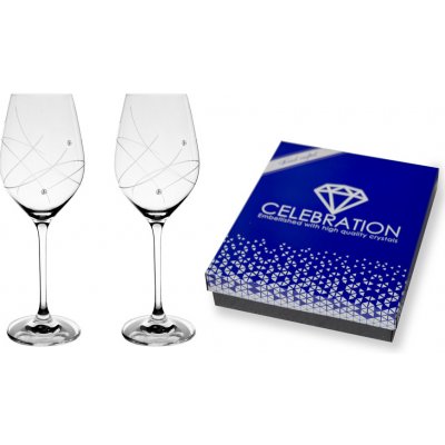 Bohemia Crystal bílé víno přátelská souprava galaxie Swarovski Preciosa 2 x 360 ml