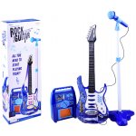 ISO rocková elektrická kytara + zesilovač a mikrofon modrá – Zboží Mobilmania